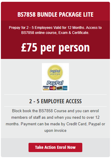 BS7858 Security Screening Course Online Bundle Package